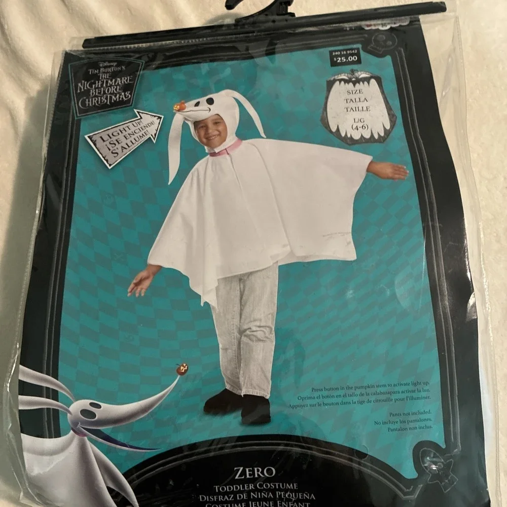 Disguise Zero Nightmare Before Christmas Toddler Boys 4-6  Costume White Disney - Picture 7 of 12